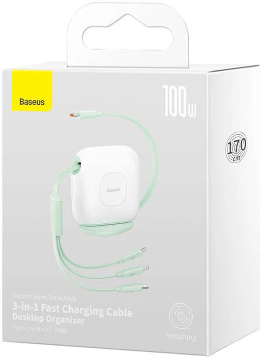 Baseus USB-C naar Lightning/USB-C/Micro USB Kabel 100W PD 1.7M Groen afbeelding 11