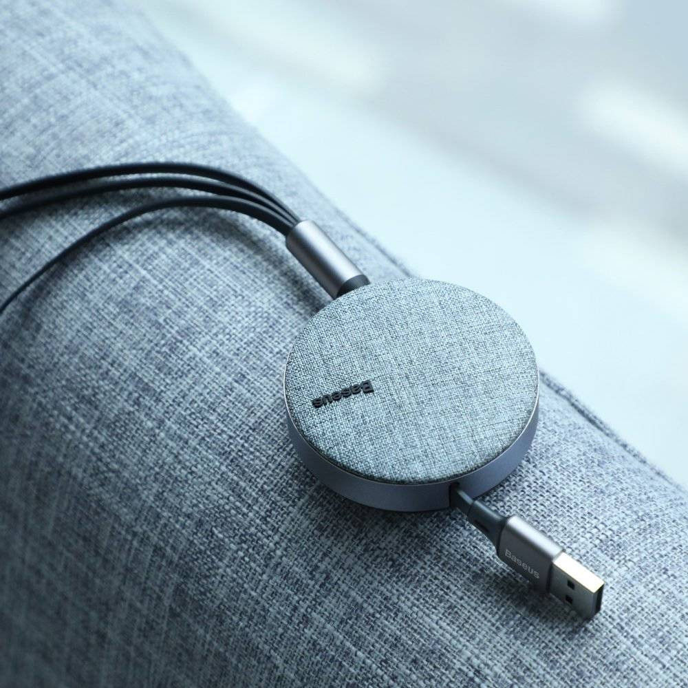 Baseus 3-in-1 USB naar Lightning/USB-C/Micro USB Kabel 3.5A 1.2M Grijs afbeelding 3