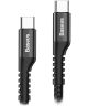 Baseus Uitrekbare USB 2.0 naar USB-C Kabel Krulsnoer 1M 2A Zwart