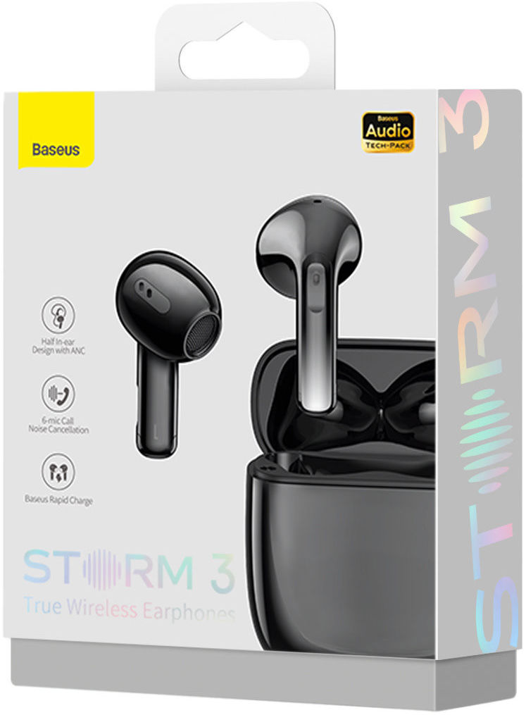 Baseus Storm 3 Wireless Bluetooth Earphones met Noise Cancelling Zwart afbeelding 9