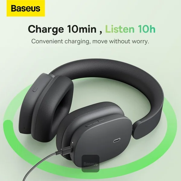 Baseus Bowie H1 Noise-Cancelling Draadloze Koptelefoon Grijs afbeelding 5