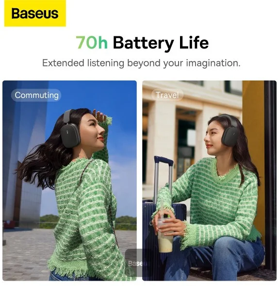 Baseus Bowie H1 Noise-Cancelling Draadloze Koptelefoon Grijs afbeelding 2