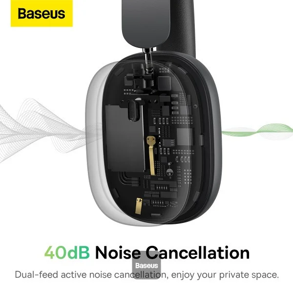 Baseus Bowie H1 Noise-Cancelling Draadloze Koptelefoon Grijs afbeelding 3
