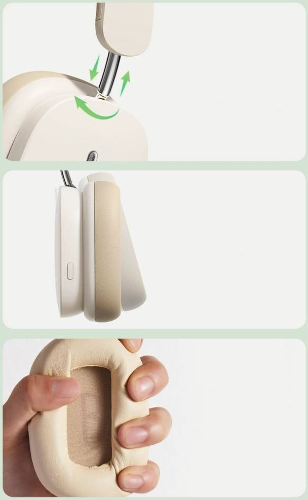 Baseus Bowie H1 Noise-Cancelling Draadloze Koptelefoon Beige afbeelding 12