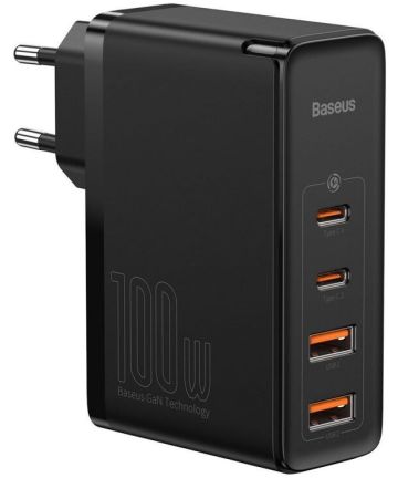 Baseus GaN2 100W Snellader met Power Delivery + 100W USB-C Kabel Zwart Opladers