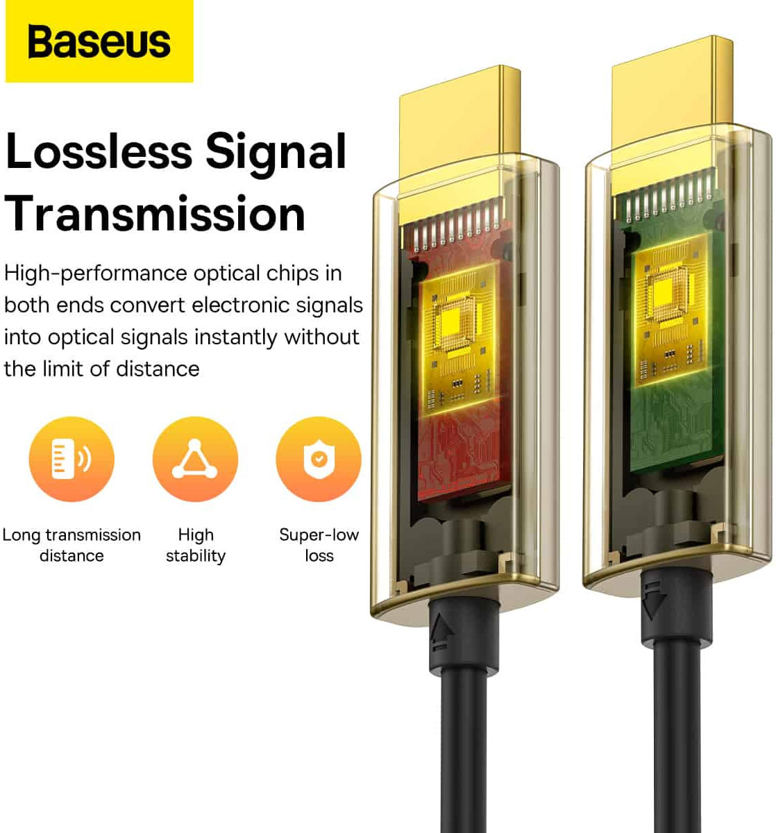 Baseus HD Optic Fiber HDMI naar HDMI 4K@60Hz Kabel 10M Zwart afbeelding 7