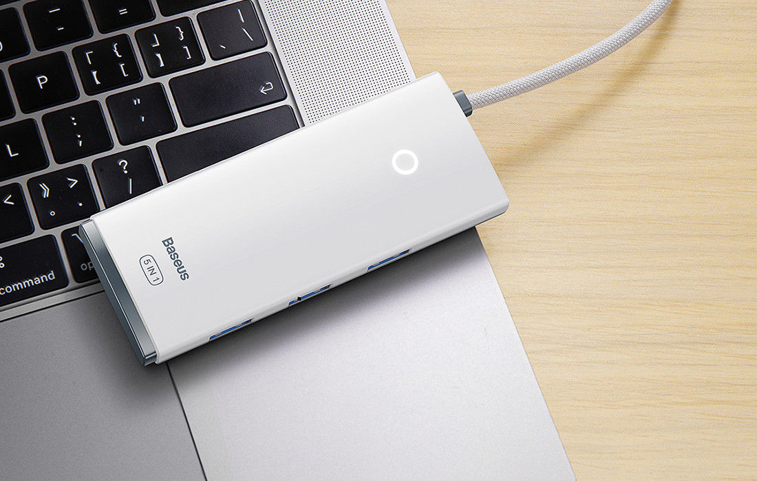 Baseus Lite Series 3-in-1 Hub USB-C naar USB/USB-C/HDMI Wit afbeelding 7