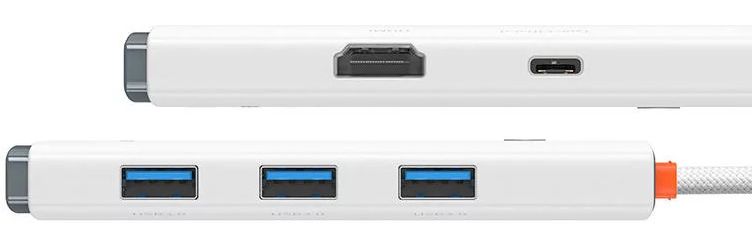 Baseus Lite Series 3-in-1 Hub USB-C naar USB/USB-C/HDMI Wit afbeelding 4