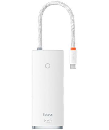 Baseus 5-in-1 Data Hub USB-C naar USB/USB-C/HDMI/Kaartlezer Wit Kabels