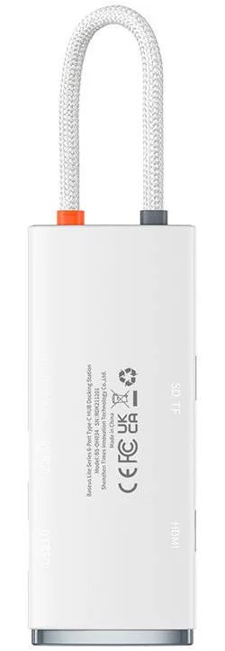 Baseus 5-in-1 Data Hub USB-C naar USB/USB-C/HDMI/Kaartlezer Wit afbeelding 2
