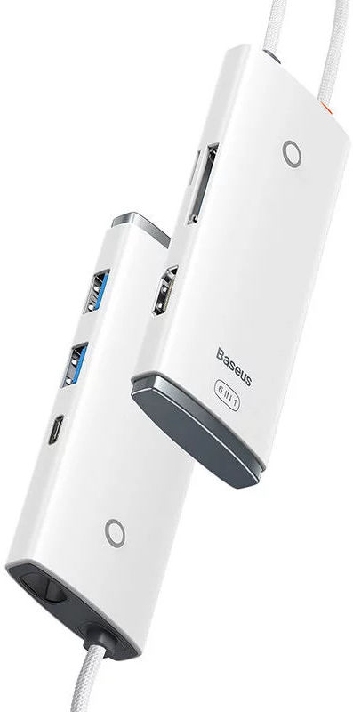 Baseus 5-in-1 Data Hub USB-C naar USB/USB-C/HDMI/Kaartlezer Wit afbeelding 3