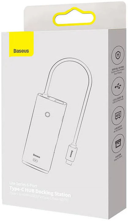 Baseus 5-in-1 Data Hub USB-C naar USB/USB-C/HDMI/Kaartlezer Wit afbeelding 5