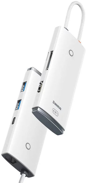 Baseus 5-in-1 Data + PD Hub USB-C naar USB/USB-C/HDMI/Kaartlezer Wit afbeelding 1