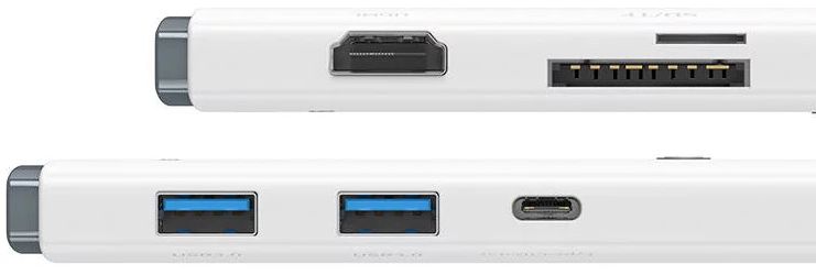 Baseus 5-in-1 Data + PD Hub USB-C naar USB/USB-C/HDMI/Kaartlezer Wit afbeelding 4