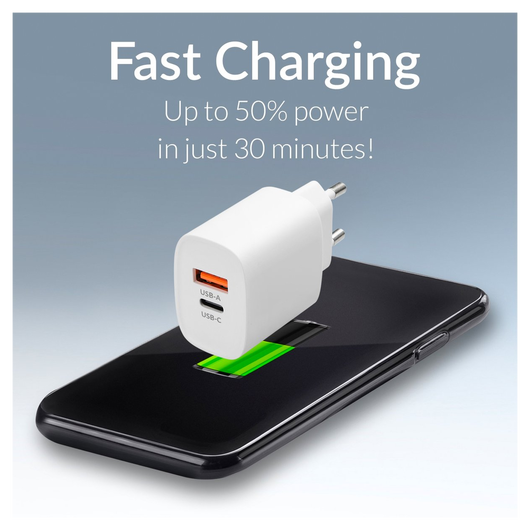 Mobilize 25W Power Delivery / PPS Charge USB-A en USB-C Adapter Wit afbeelding 3