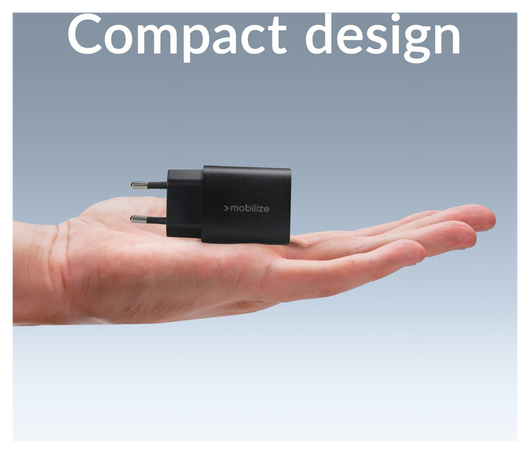 Mobilize 25W Power Delivery / PPS Charge USB-A en USB-C Adapter Zwart afbeelding 3