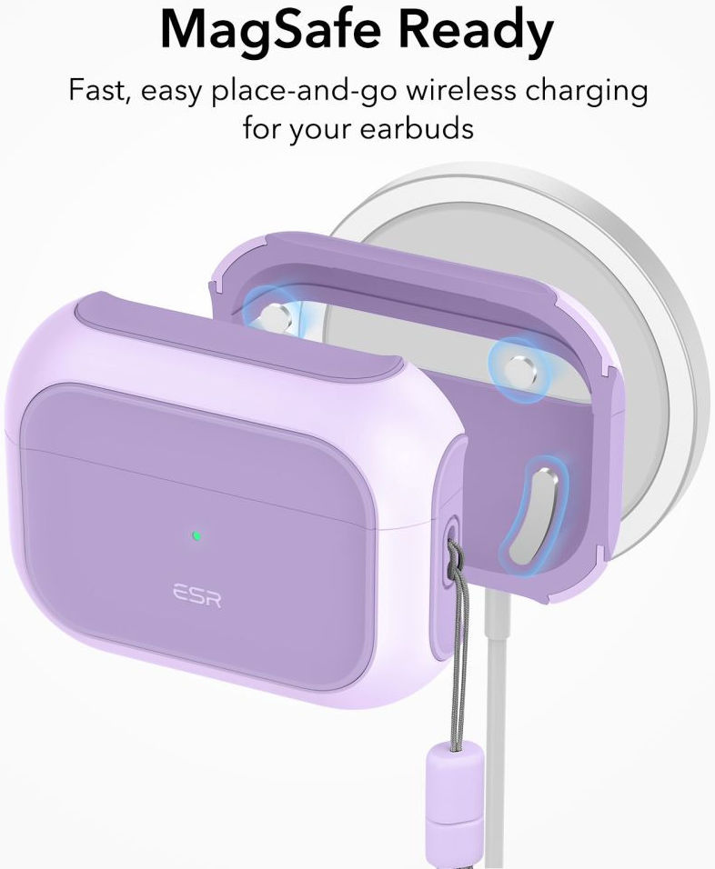 ESR Orbit Hybrid HaloLock Apple AirPods Pro 1/2 Hoesje MagSafe Paars afbeelding 2