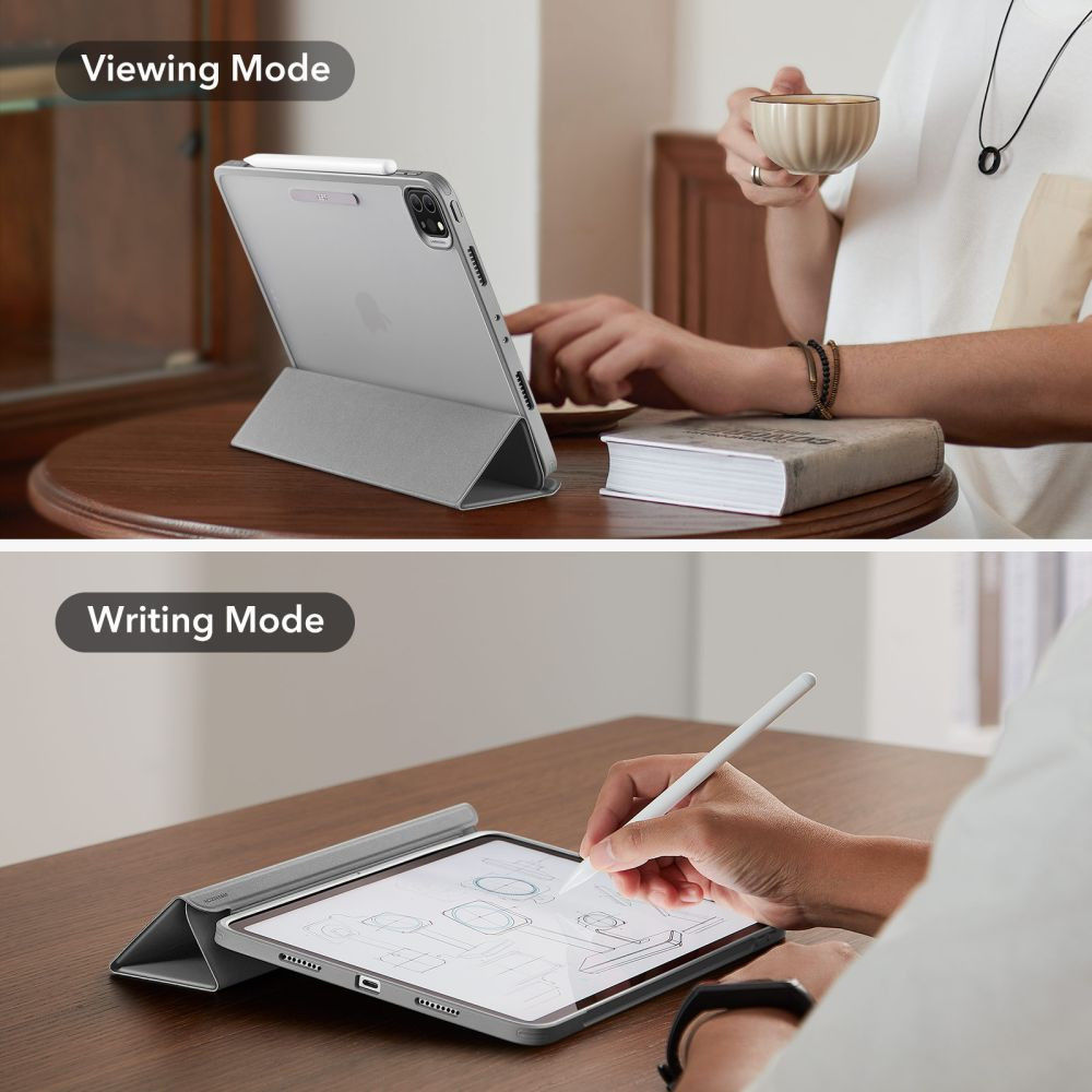 ESR Ascend Hybrid Apple iPad Pro 12.9 (2022/2021) Hoes Tri-Fold Grijs afbeelding 5