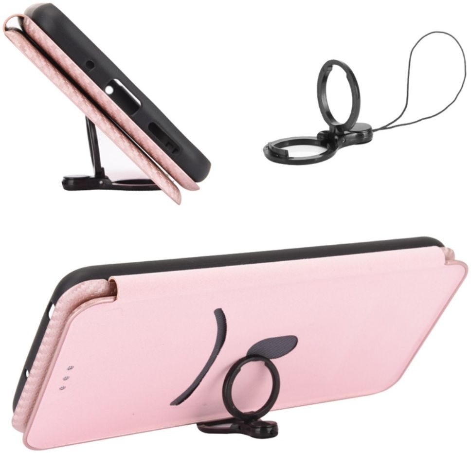 Xiaomi Redmi Note 12 5G / Poco X5 Hoesje Carbon Book Case Roze Goud afbeelding 5