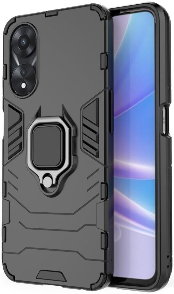 Oppo A58 5G / A78 5G Hoesje met Magnetische Kickstand Ring Zwart afbeelding 1