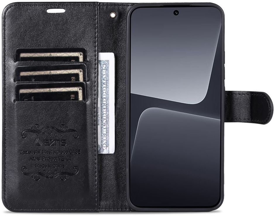 AZNS Xiaomi 13 Hoesje Wallet Book Case Kunstleer Zwart afbeelding 1