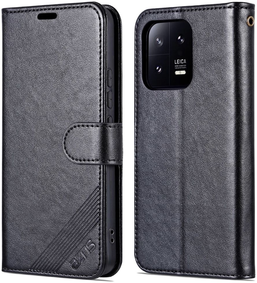 AZNS Xiaomi 13 Hoesje Wallet Book Case Kunstleer Zwart afbeelding 2