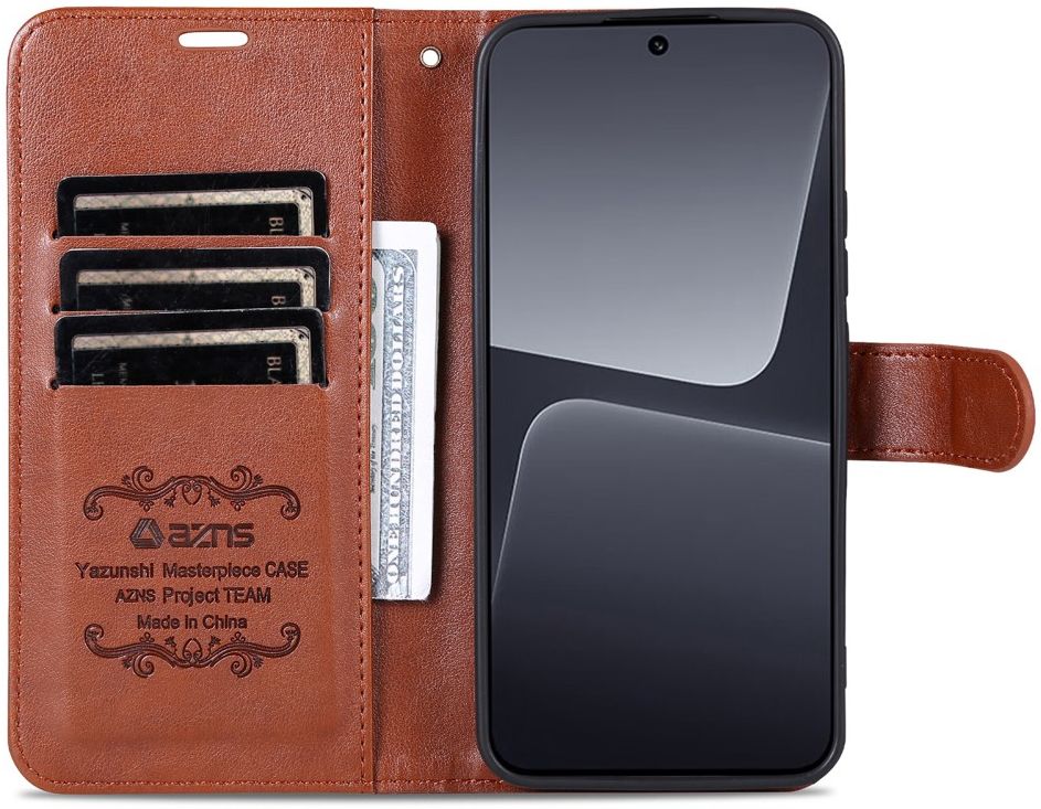 AZNS Xiaomi 13 Pro Hoesje Wallet Book Case Kunstleer Bruin afbeelding 1