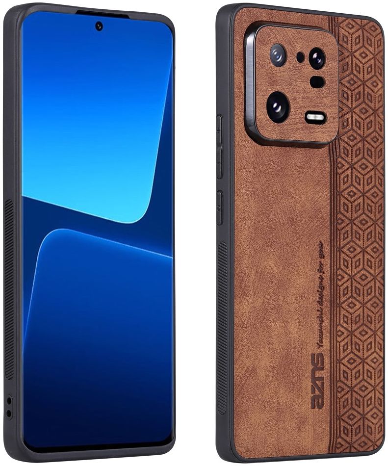 AZNS Xiaomi 13 Hoesje met Kunstleer Coating Back Cover Bruin afbeelding 2