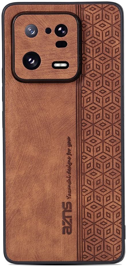 AZNS Xiaomi 13 Hoesje met Kunstleer Coating Back Cover Bruin afbeelding 1