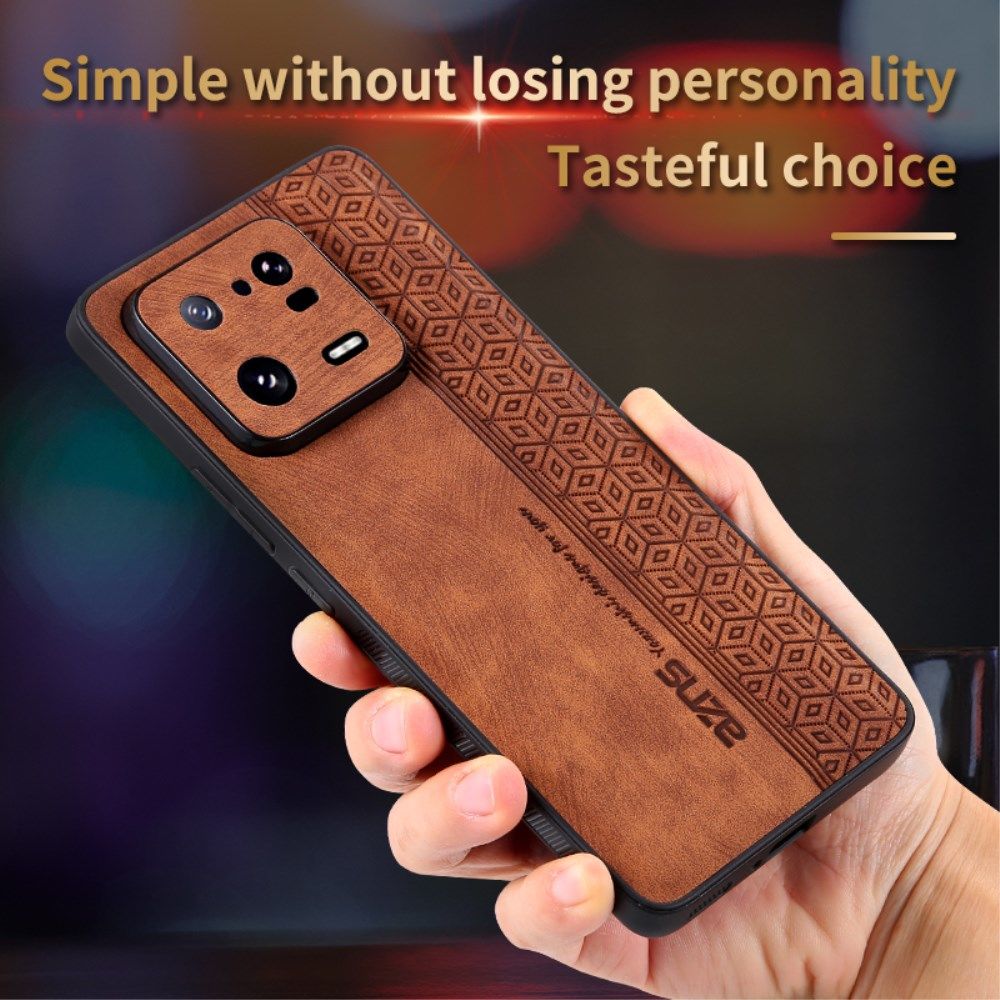 AZNS Xiaomi 13 Hoesje met Kunstleer Coating Back Cover Bruin afbeelding 5