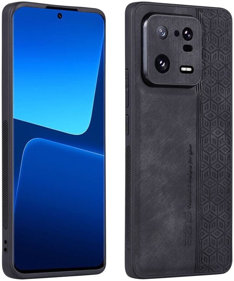 AZNS Xiaomi 13 Hoesje met Kunstleer Coating Back Cover Zwart afbeelding 2