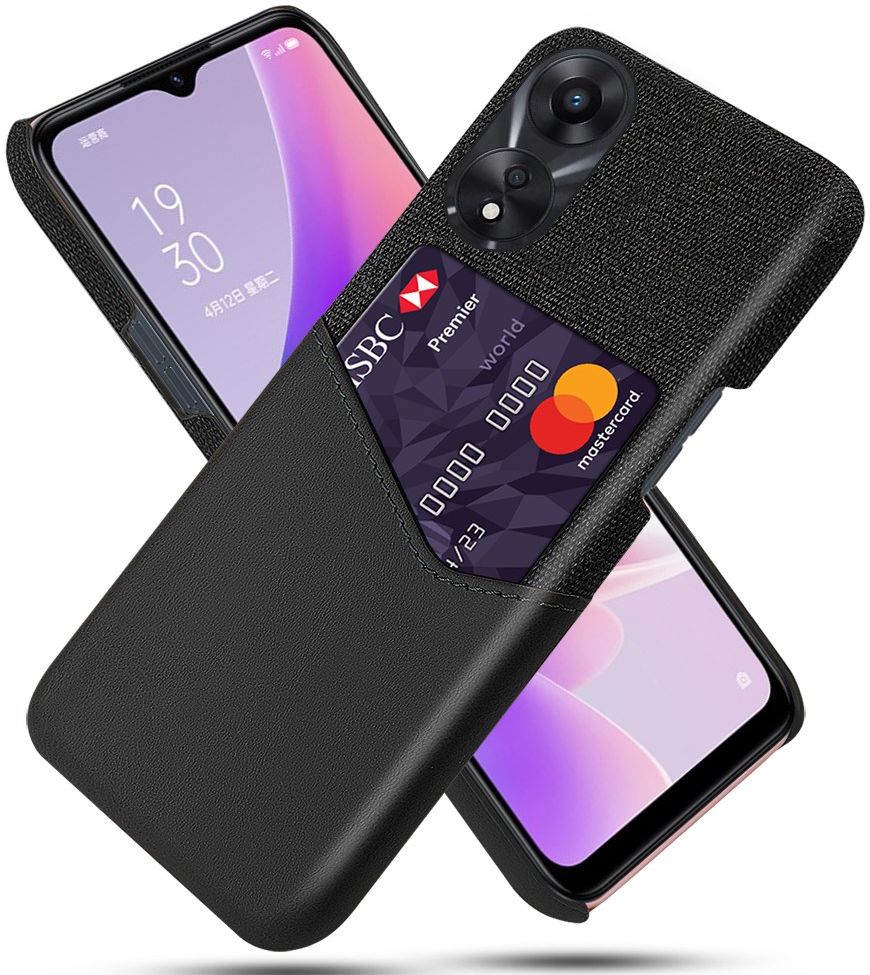 Oppo A58 5G / A78 Hoesje met Kaarthouder Back Cover Zwart afbeelding 1