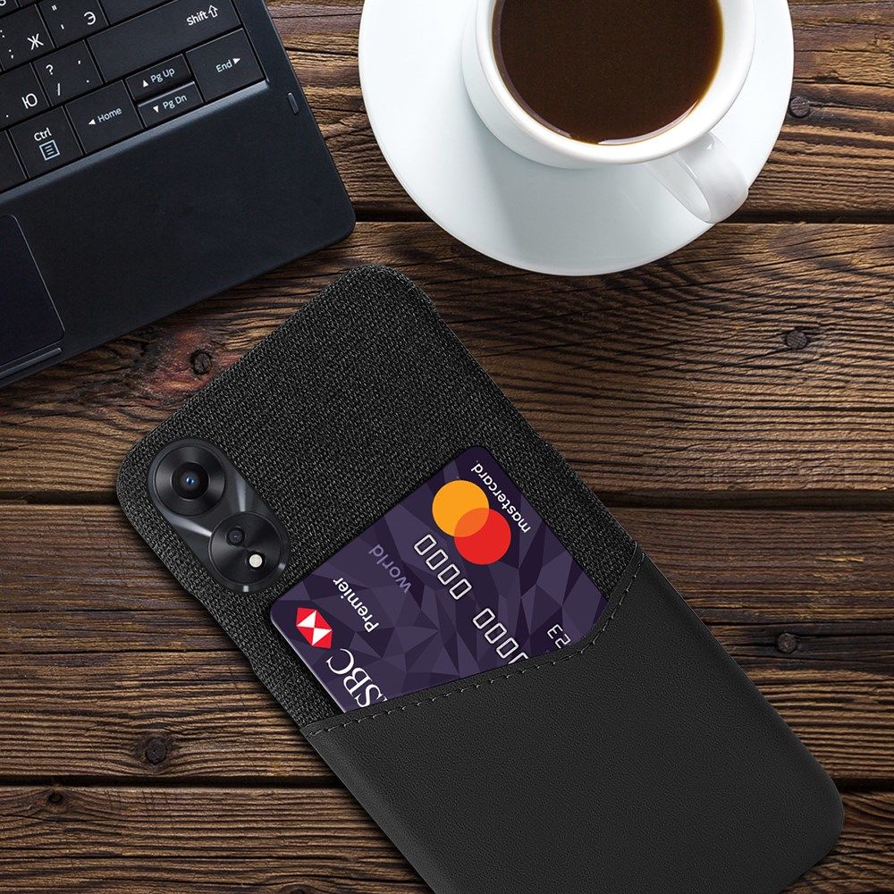 Oppo A58 5G / A78 Hoesje met Kaarthouder Back Cover Zwart afbeelding 4