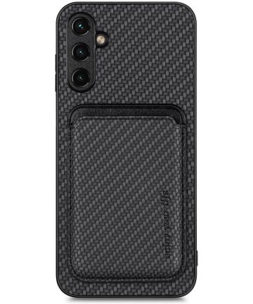Samsung Galaxy A54 Carbon Hoesje met Magnetische Kaarthouder Zwart Hoesjes