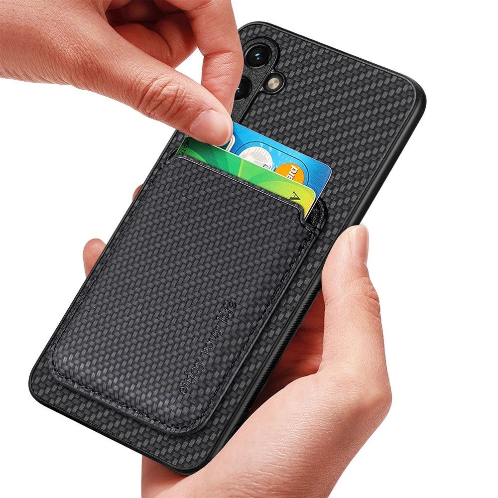 Samsung Galaxy A54 Carbon Hoesje met Magnetische Kaarthouder Zwart afbeelding 5