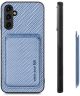 Samsung Galaxy A54 Carbon Hoesje met Magnetische Kaarthouder Blauw