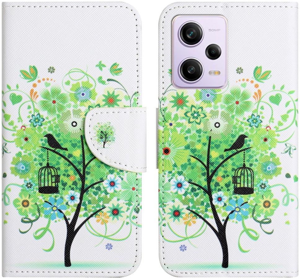 Xiaomi Redmi Note 12 5G/Poco X5 Hoesje Portemonnee Tree Print afbeelding 1