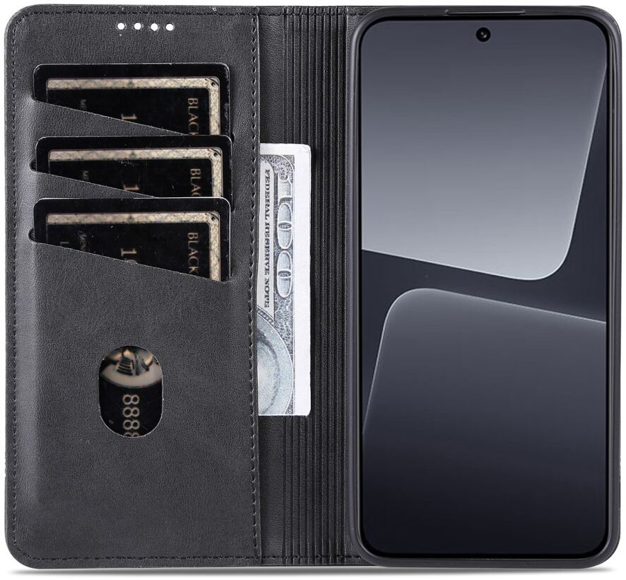 AZNS Xiaomi 13 Hoesje Portemonnee Book Case Kunstleer Zwart afbeelding 2