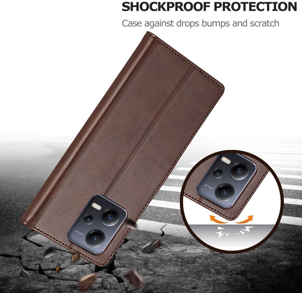 LC.IMEEKE Xiaomi Redmi Note 12 5G/Poco X5 Hoesje Book Case Bruin afbeelding 6