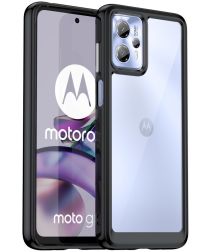 Motorola Moto G13 / G23 Hoesje Acryl Back Cover Transparant Zwart