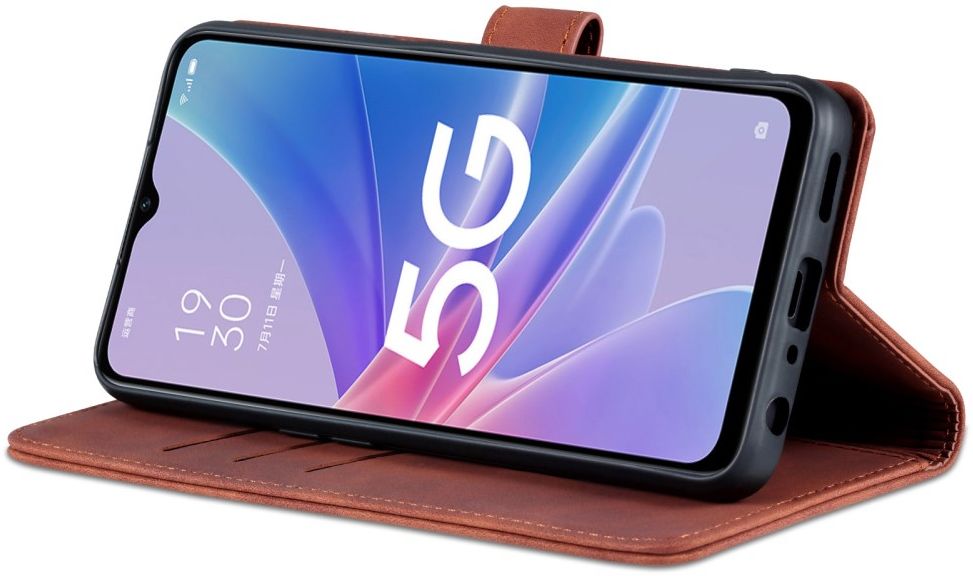AZNS Oppo A58 5G / A78 Hoesje Portemonnee Book Case Kunstleer Bruin afbeelding 4