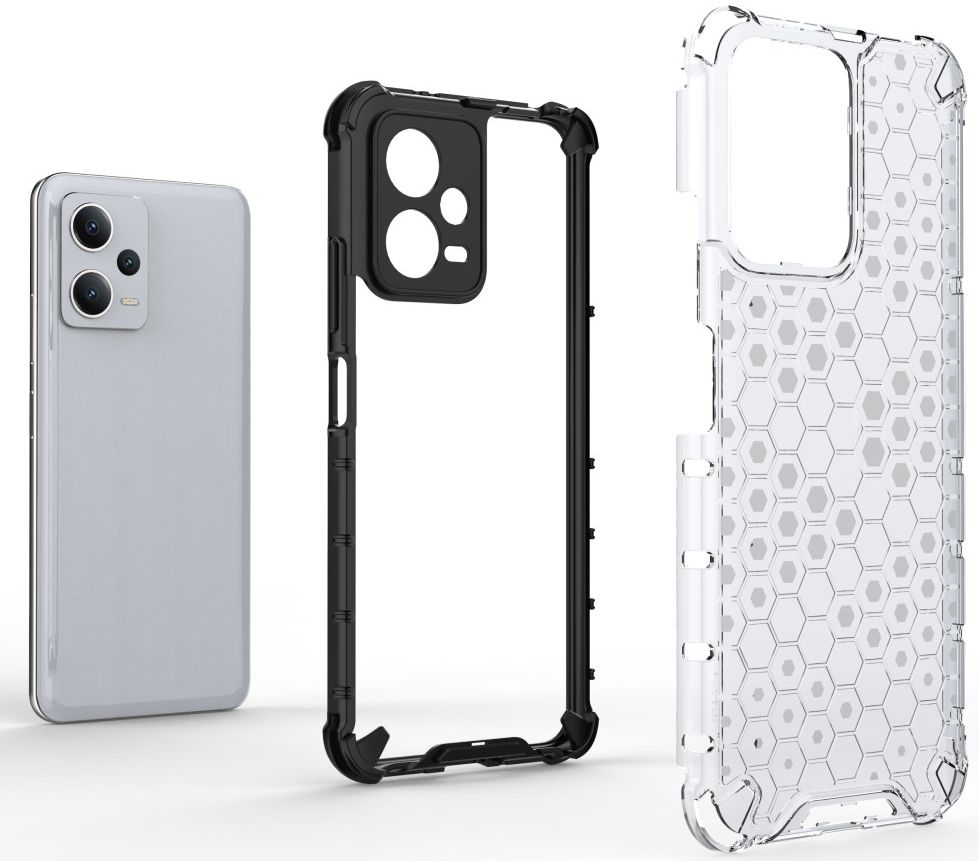 Xiaomi Redmi Note 12 5G/Poco X5 Hoesje Hybride Honinggraat Grijs afbeelding 2