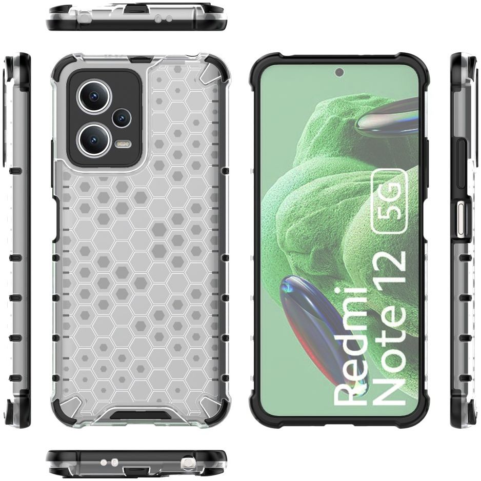 Xiaomi Redmi Note 12 5G/Poco X5 Hoesje Hybride Honinggraat Grijs afbeelding 3