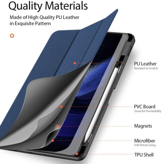 Dux Ducis Domo Xiaomi Pad 6 / 6 Pro Hoes Tri-Fold Book Case Blauw afbeelding 11