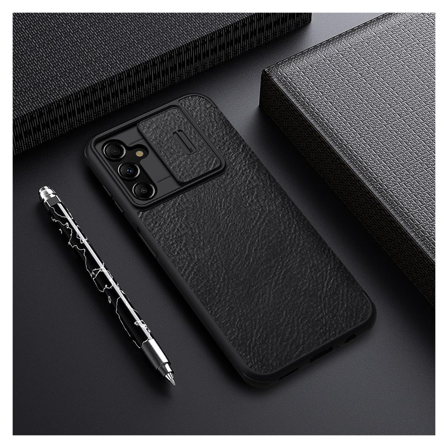 Nillkin Qin Pro Samsung Galaxy A14 Hoesje met Camera Slider Zwart afbeelding 5