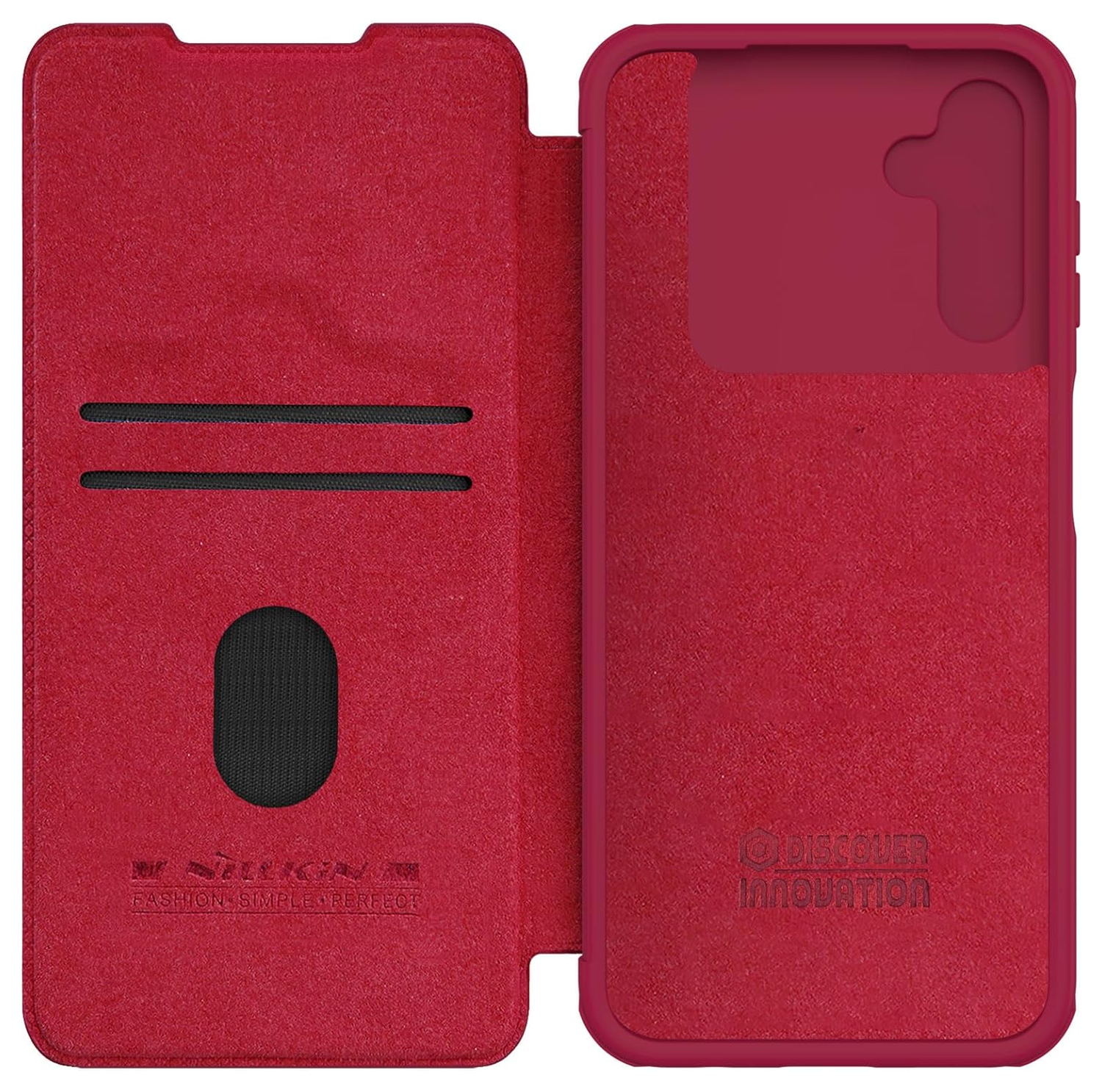 Nillkin Qin Pro Samsung Galaxy A14 Hoesje met Camera Slider Rood afbeelding 6