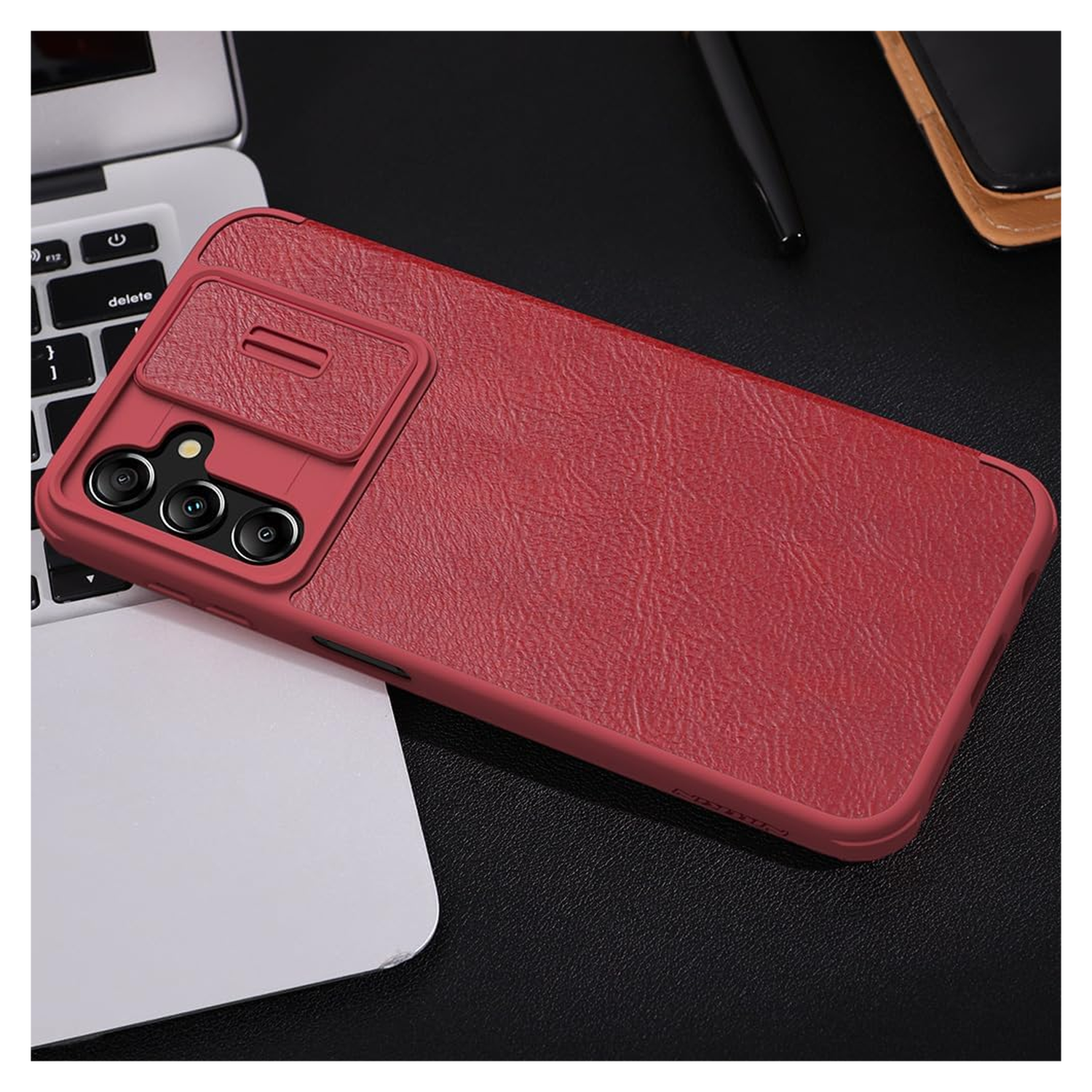Nillkin Qin Pro Samsung Galaxy A14 Hoesje met Camera Slider Rood afbeelding 7