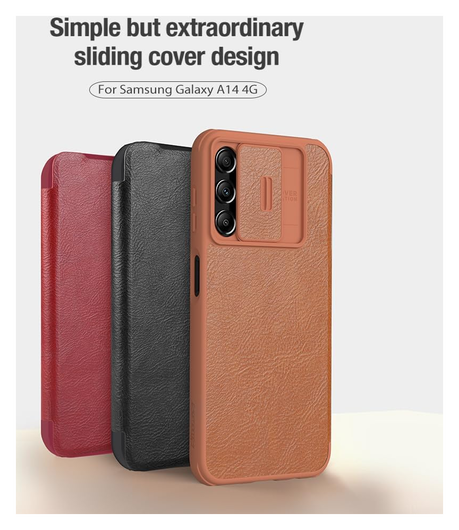 Nillkin Qin Pro Samsung Galaxy A14 Hoesje met Camera Slider Rood afbeelding 8