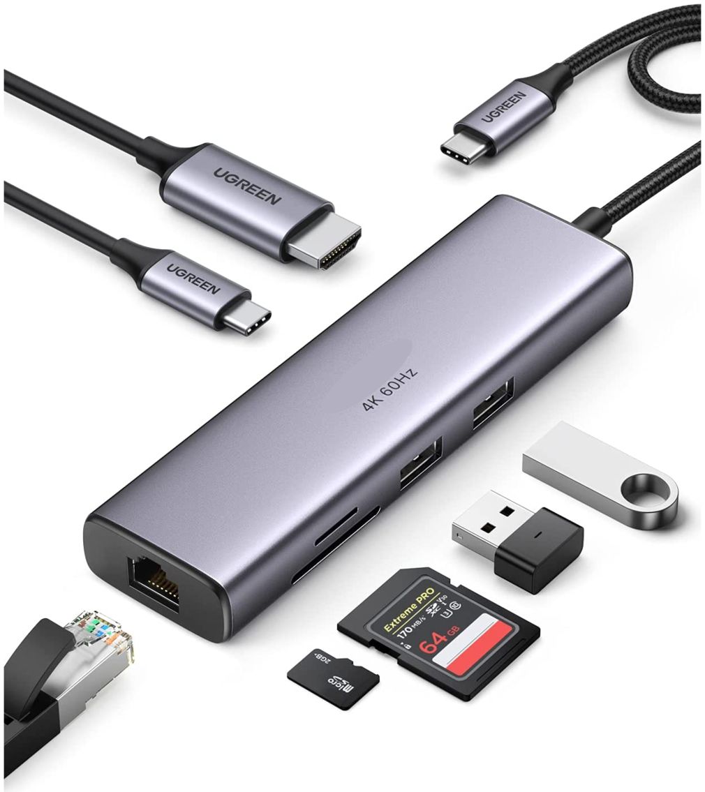 UGREEN 7-in-1 USB-C HUB met HDMI/USB/Ethernet/HDMI/USB-C/Kaartlezer afbeelding 1