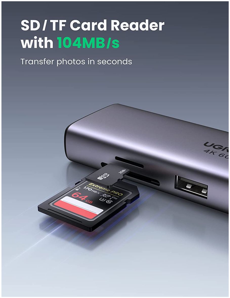 UGREEN 7-in-1 USB-C HUB met HDMI/USB/Ethernet/HDMI/USB-C/Kaartlezer afbeelding 6